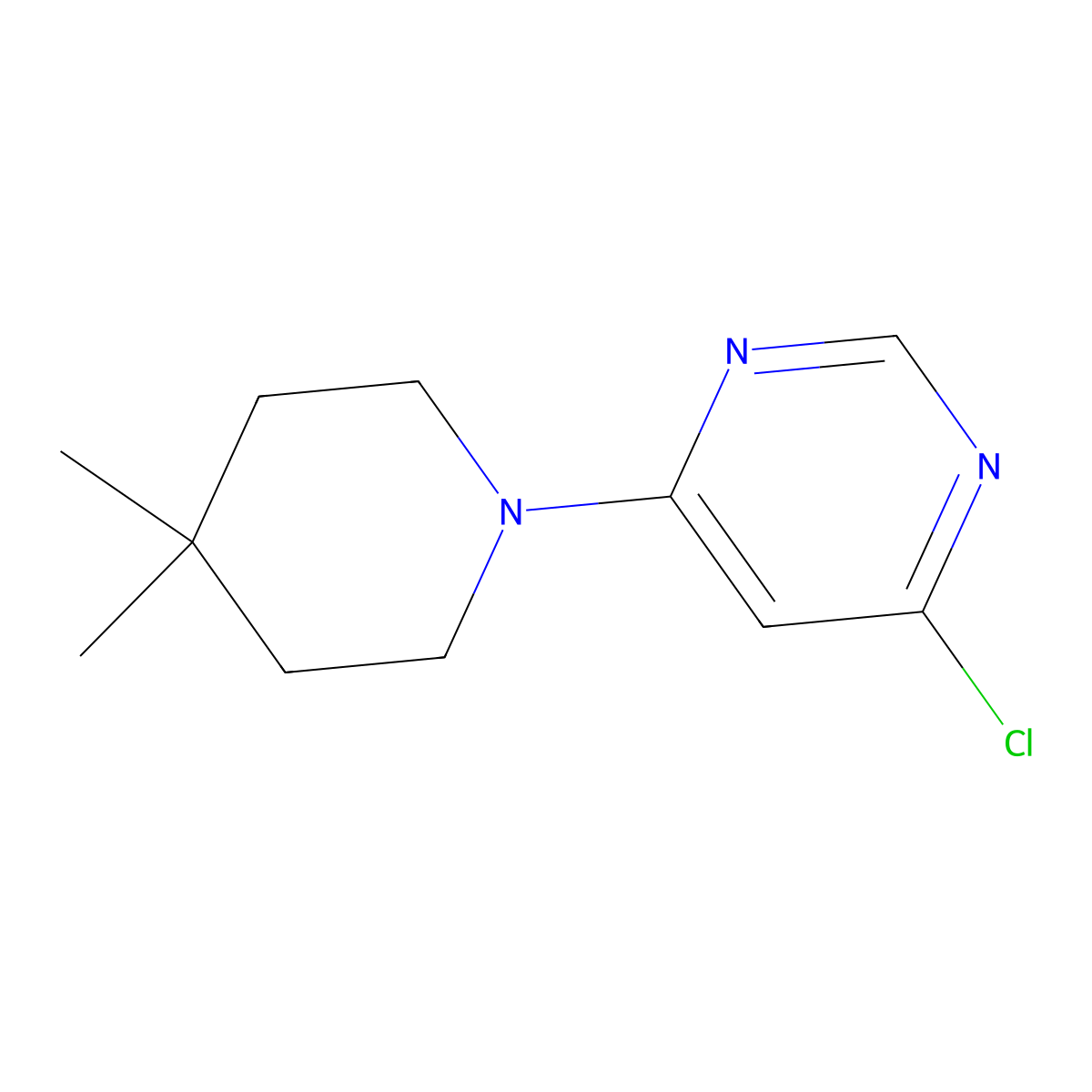 4-Chloro-6-(4,4-dimethylpiperidin-1-yl)pyrimidine molecular structure, CAS 1342667-40-6