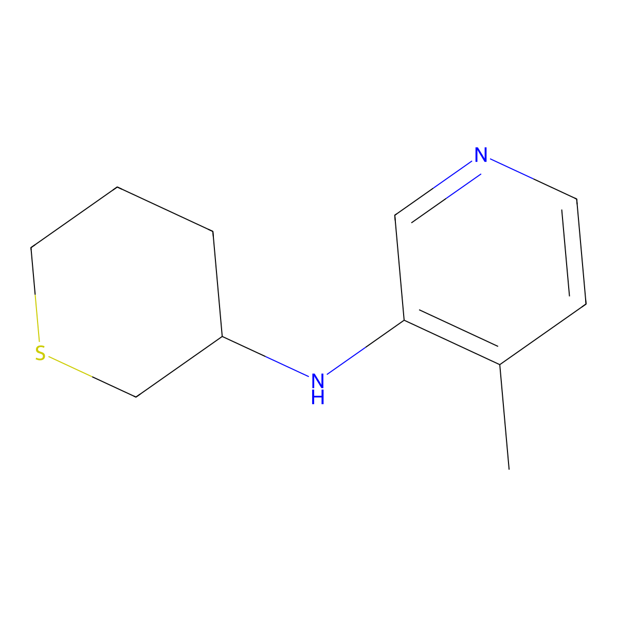 4-methyl-N-(thian-3-yl)pyridin-3-amine molecular structure, CAS 1342667-67-7