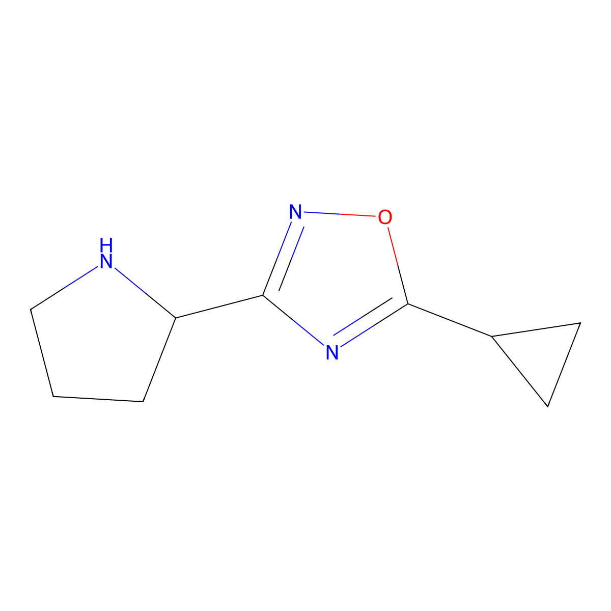 5-Cyclopropyl-3-(pyrrolidin-2-yl)-1,2,4-oxadiazole molecular structure, CAS 1342670-76-1