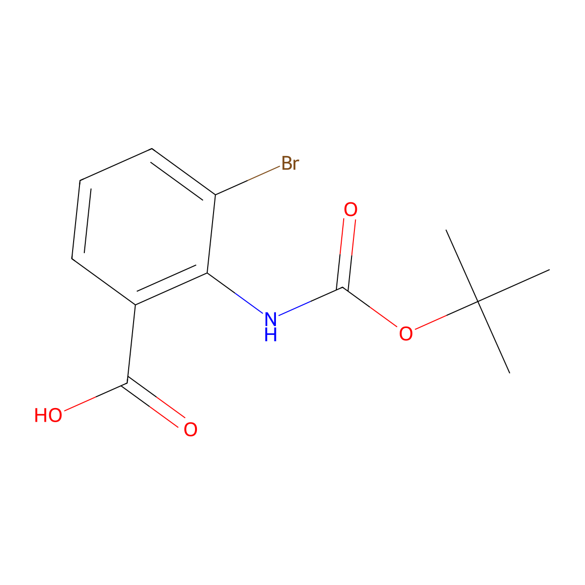 3-Bromo-2-{[(tert-butoxy)carbonyl]amino}benzoic acid molecular structure, CAS 1342671-02-6