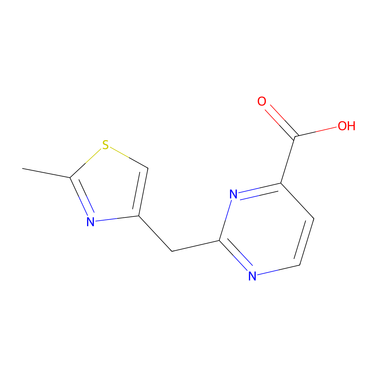 2-((2-Methylthiazol-4-yl)methyl)pyrimidine-4-carboxylic acid molecular structure, CAS 1342671-50-4
