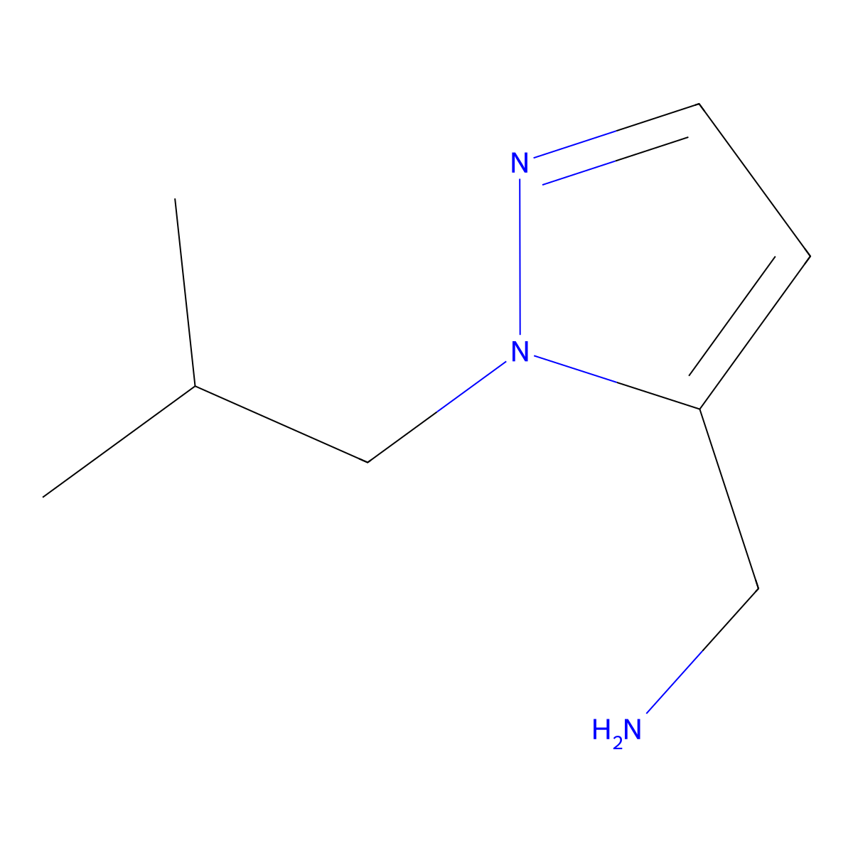 [1-(2-methylpropyl)-1H-pyrazol-5-yl]methanamine molecular structure, CAS 1342673-85-1