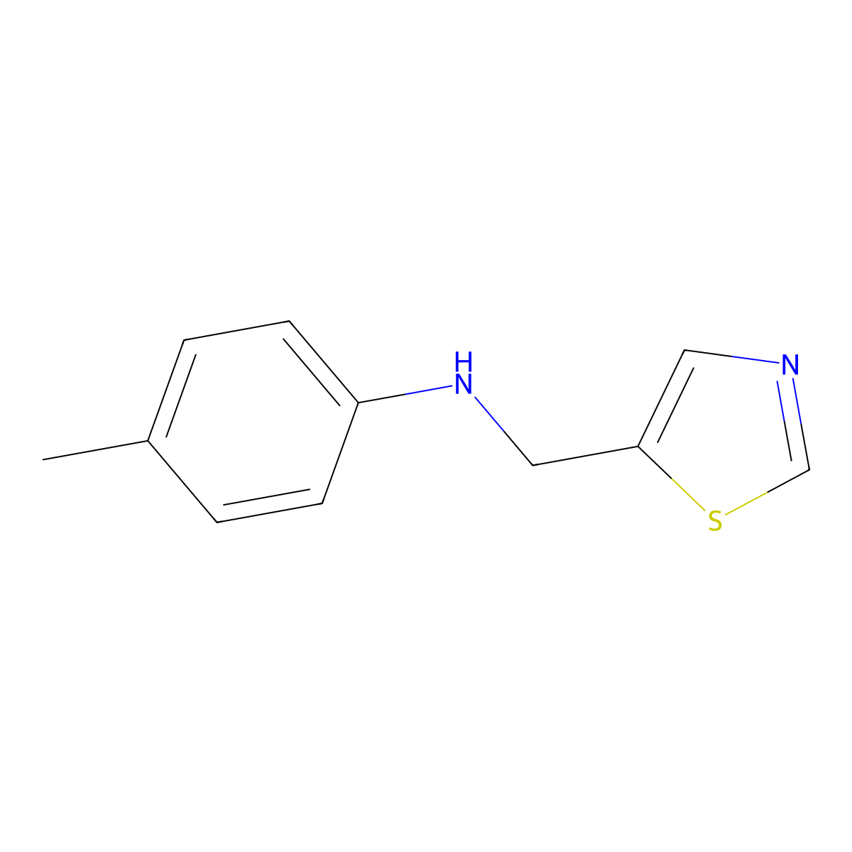 4-methyl-N-[(1,3-thiazol-5-yl)methyl]aniline molecular structure, CAS 1342678-81-2