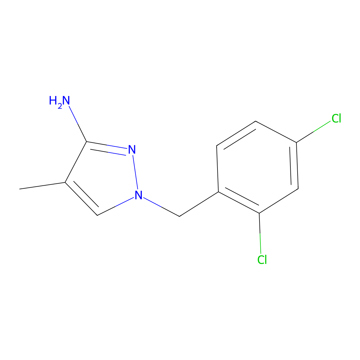 1-(2,4-Dichlorobenzyl)-4-methyl-1H-pyrazol-3-amine molecular structure, CAS 1342678-86-7