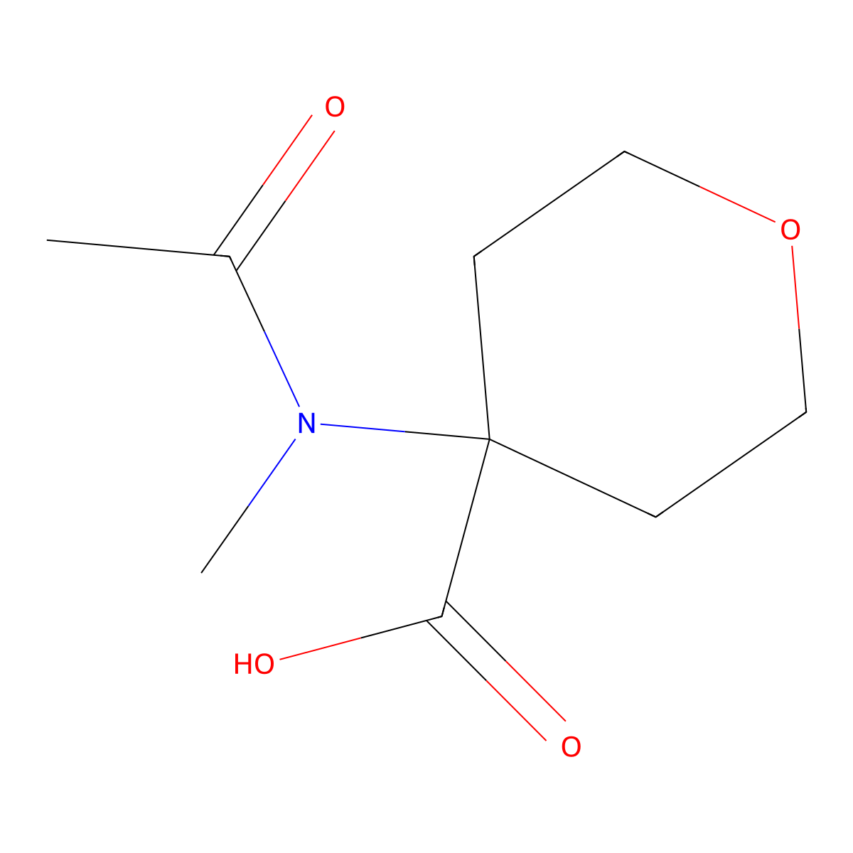 4-(N-methylacetamido)oxane-4-carboxylic acid molecular structure, CAS 1342680-12-9