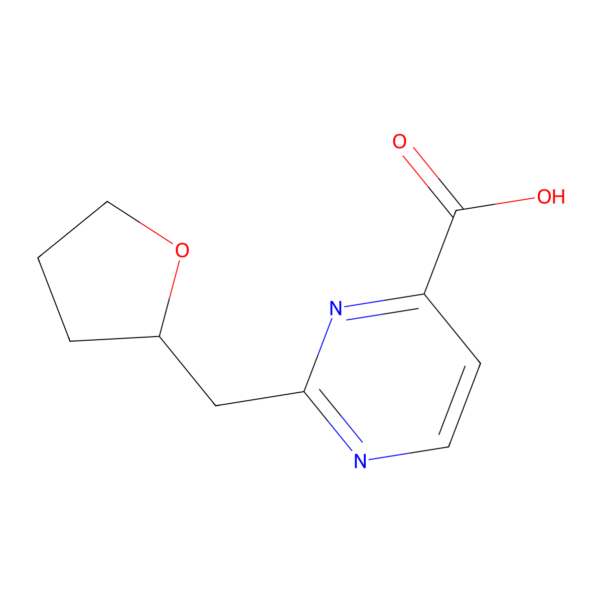 2-[(Oxolan-2-yl)methyl]pyrimidine-4-carboxylic acid molecular structure, CAS 1342683-19-5