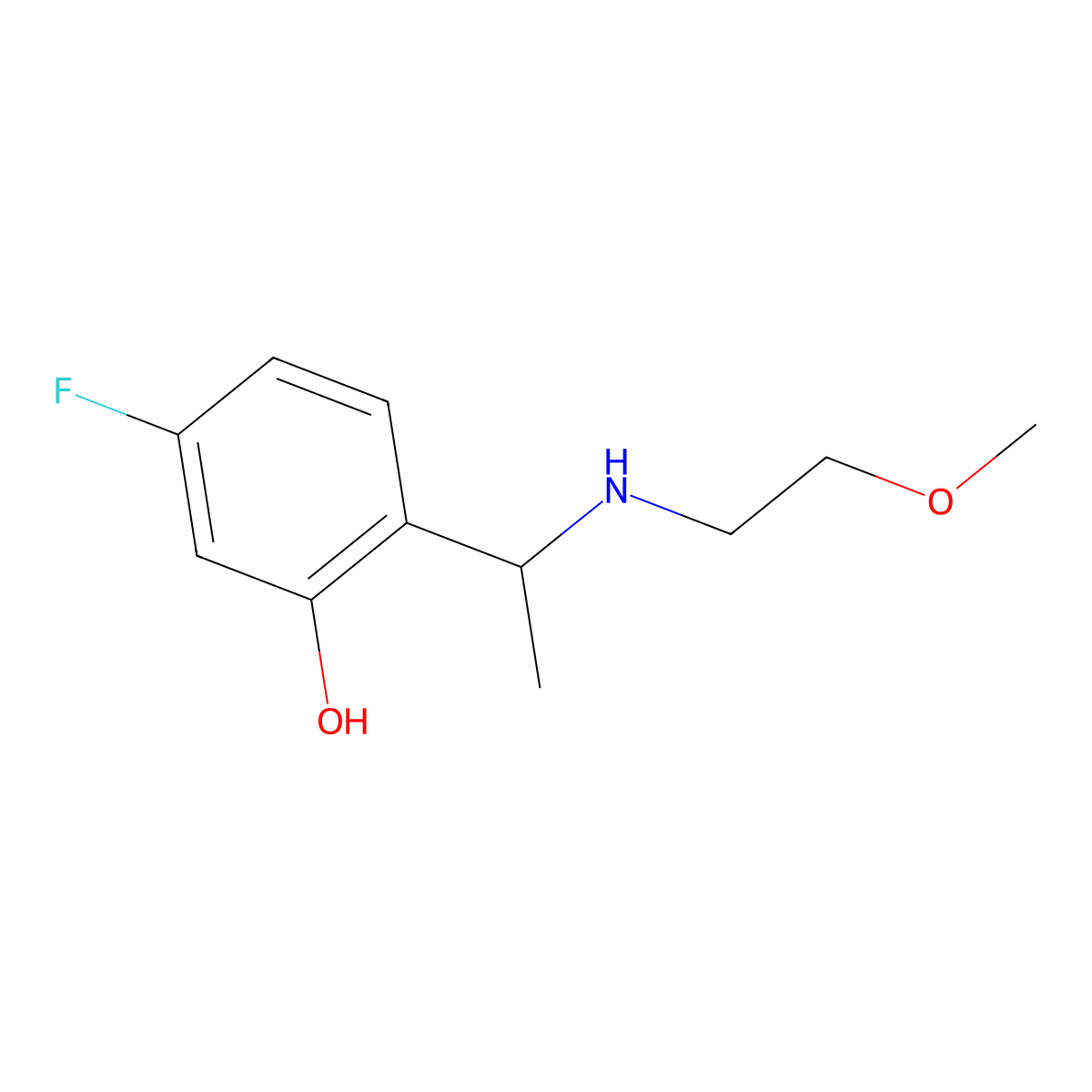 5-Fluoro-2-{1-[(2-methoxyethyl)amino]ethyl}phenol molecular structure, CAS 1342683-61-7