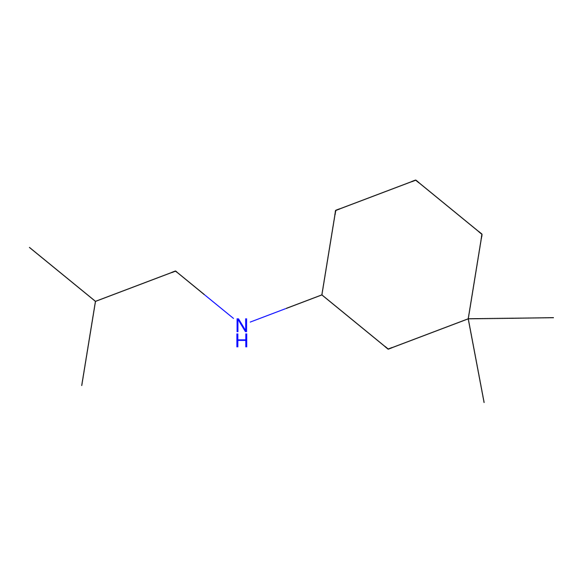 3,3-dimethyl-N-(2-methylpropyl)cyclohexan-1-amine molecular structure, CAS 1342687-11-9
