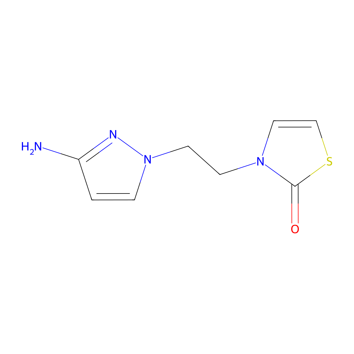3-[2-(3-amino-1H-pyrazol-1-yl)ethyl]-2,3-dihydro-1,3-thiazol-2-one molecular structure, CAS 1342688-00-9