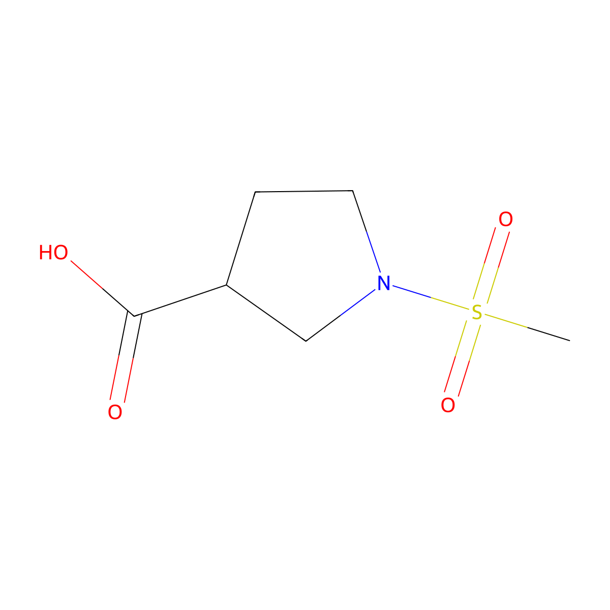 1-Methanesulfonylpyrrolidine-3-carboxylic acid molecular structure, CAS 1342690-59-8