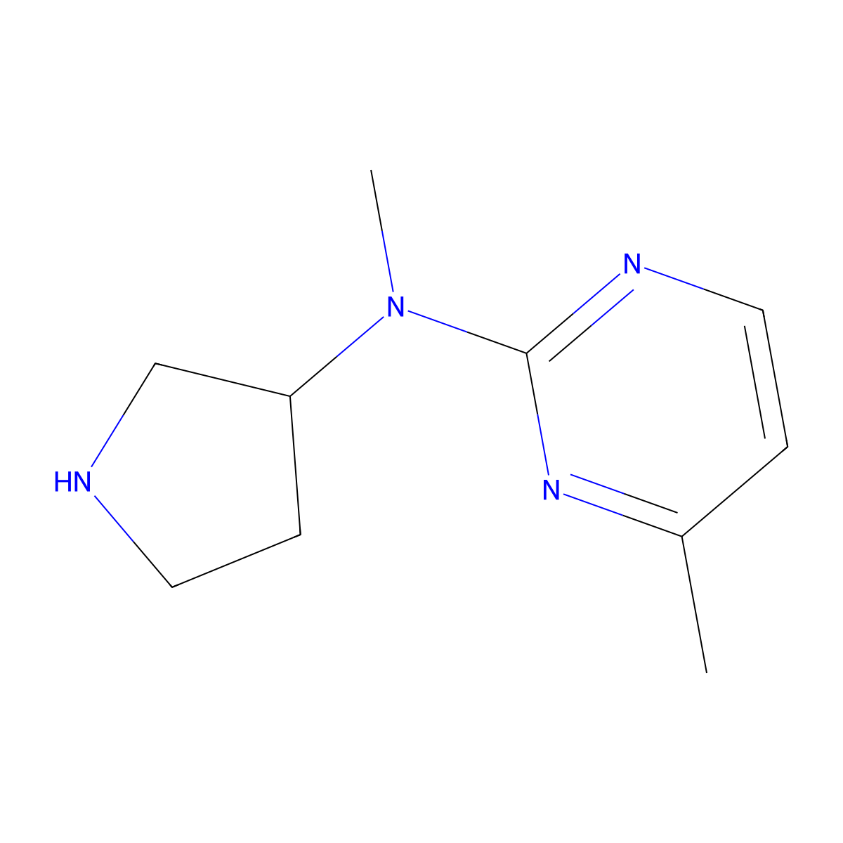 N,4-dimethyl-N-(pyrrolidin-3-yl)pyrimidin-2-amine molecular structure, CAS 1342691-73-9