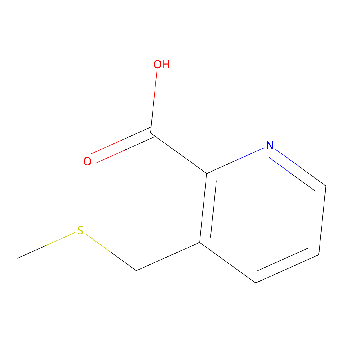 3-[(Methylsulfanyl)methyl]pyridine-2-carboxylic acid molecular structure, CAS 1342692-51-6
