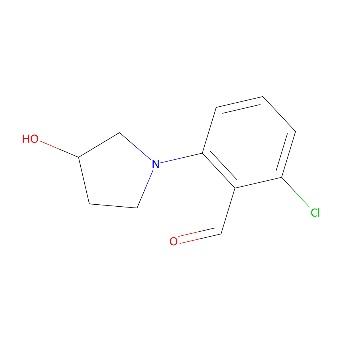 2-Chloro-6-(3-hydroxypyrrolidin-1-yl)benzaldehyde molecular structure, CAS 1342694-38-5