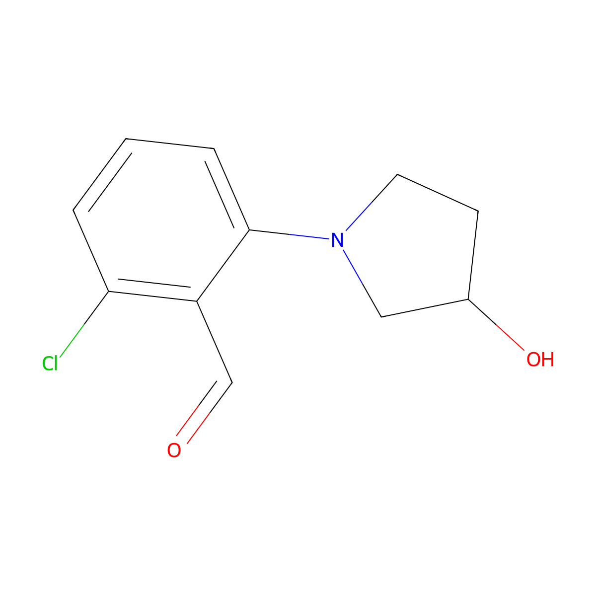 2-Chloro-6-(3-hydroxypyrrolidin-1-yl)benzaldehyde molecular structure, CAS 1342694-38-5