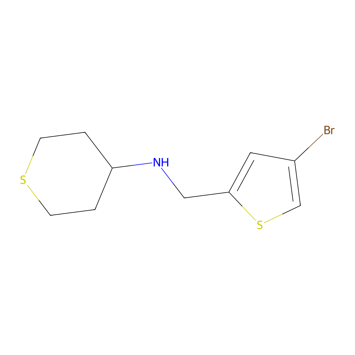 N-((4-Bromothiophen-2-yl)methyl)tetrahydro-2H-thiopyran-4-amine molecular structure, CAS 1342695-57-1