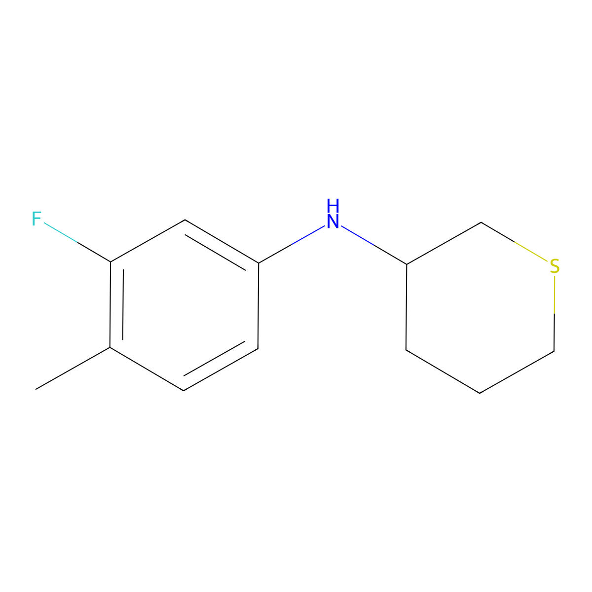N-(3-fluoro-4-methylphenyl)thian-3-amine molecular structure, CAS 1342698-13-8