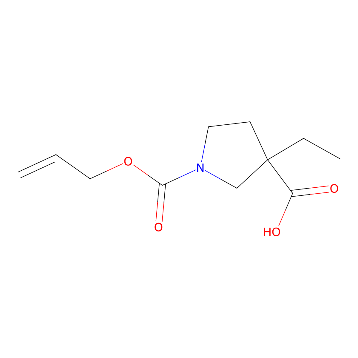 3-Ethyl-1-[(prop-2-en-1-yloxy)carbonyl]pyrrolidine-3-carboxylic acid molecular structure, CAS 1342699-41-5