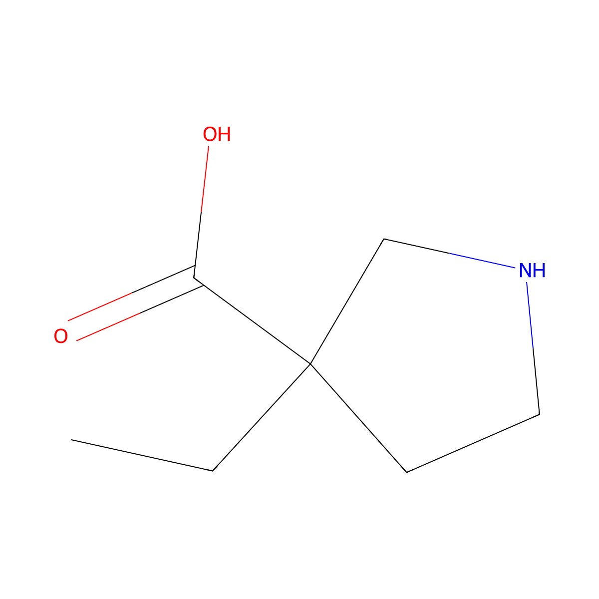 3-Ethylpyrrolidine-3-carboxylic acid molecular structure, CAS 1342700-64-4