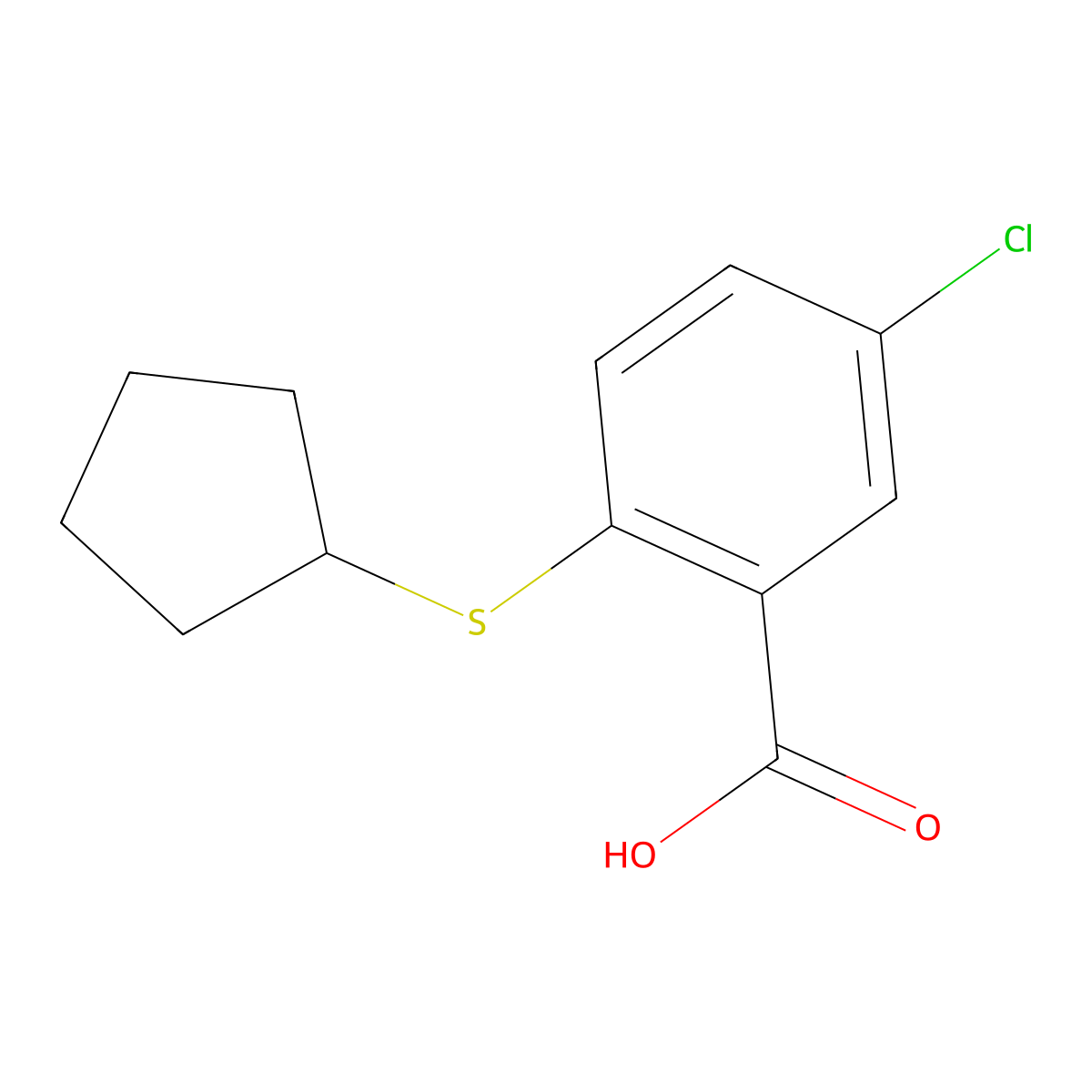 5-Chloro-2-(cyclopentylsulfanyl)benzoic acid molecular structure, CAS 1342701-58-9