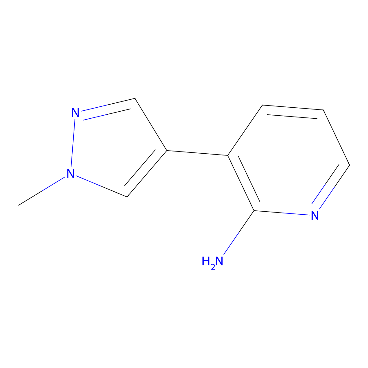 3-(1-Methyl-1H-pyrazol-4-YL)pyridin-2-amine molecular structure, CAS 1342703-21-2