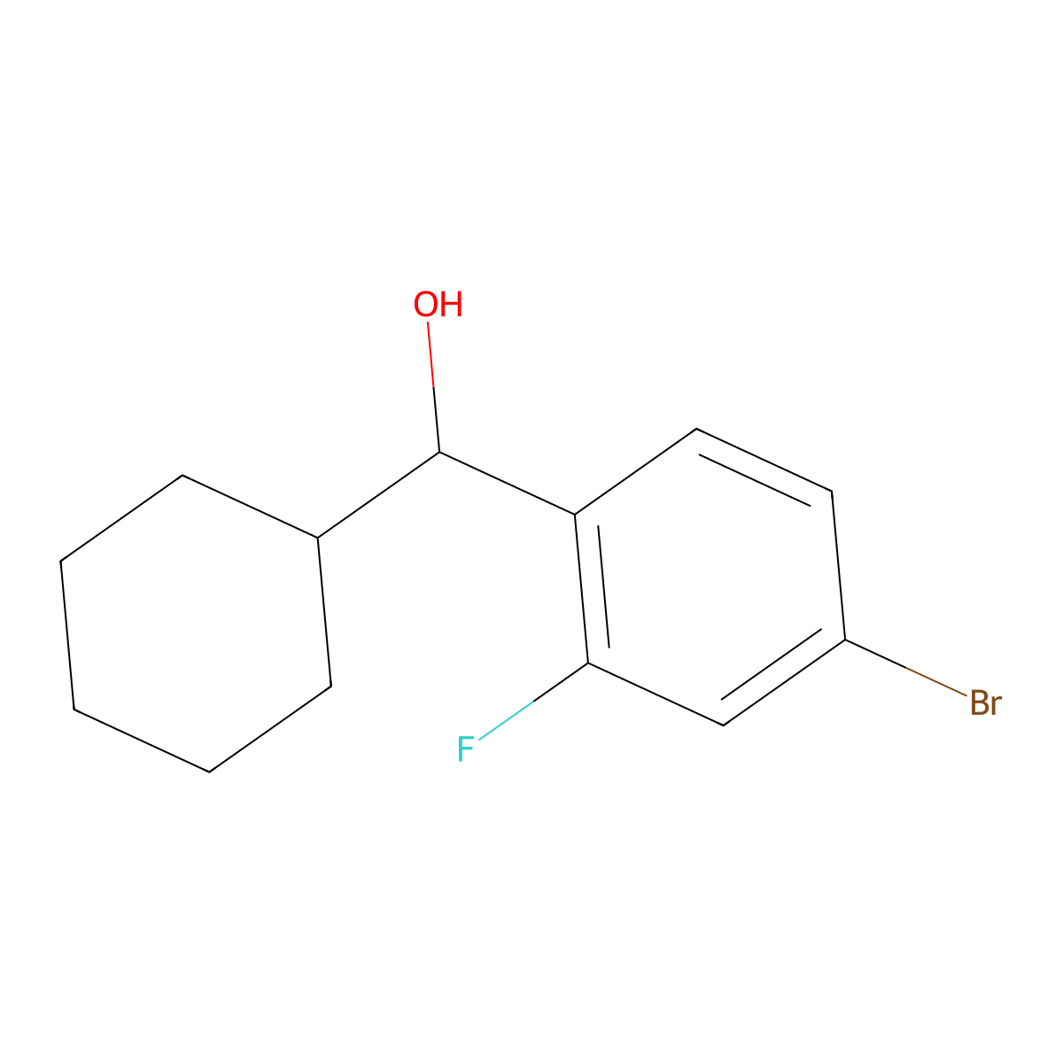 Cyclohexyl (4-bromo-2-fluorophenyl)methanol molecular structure, CAS 1342703-44-9