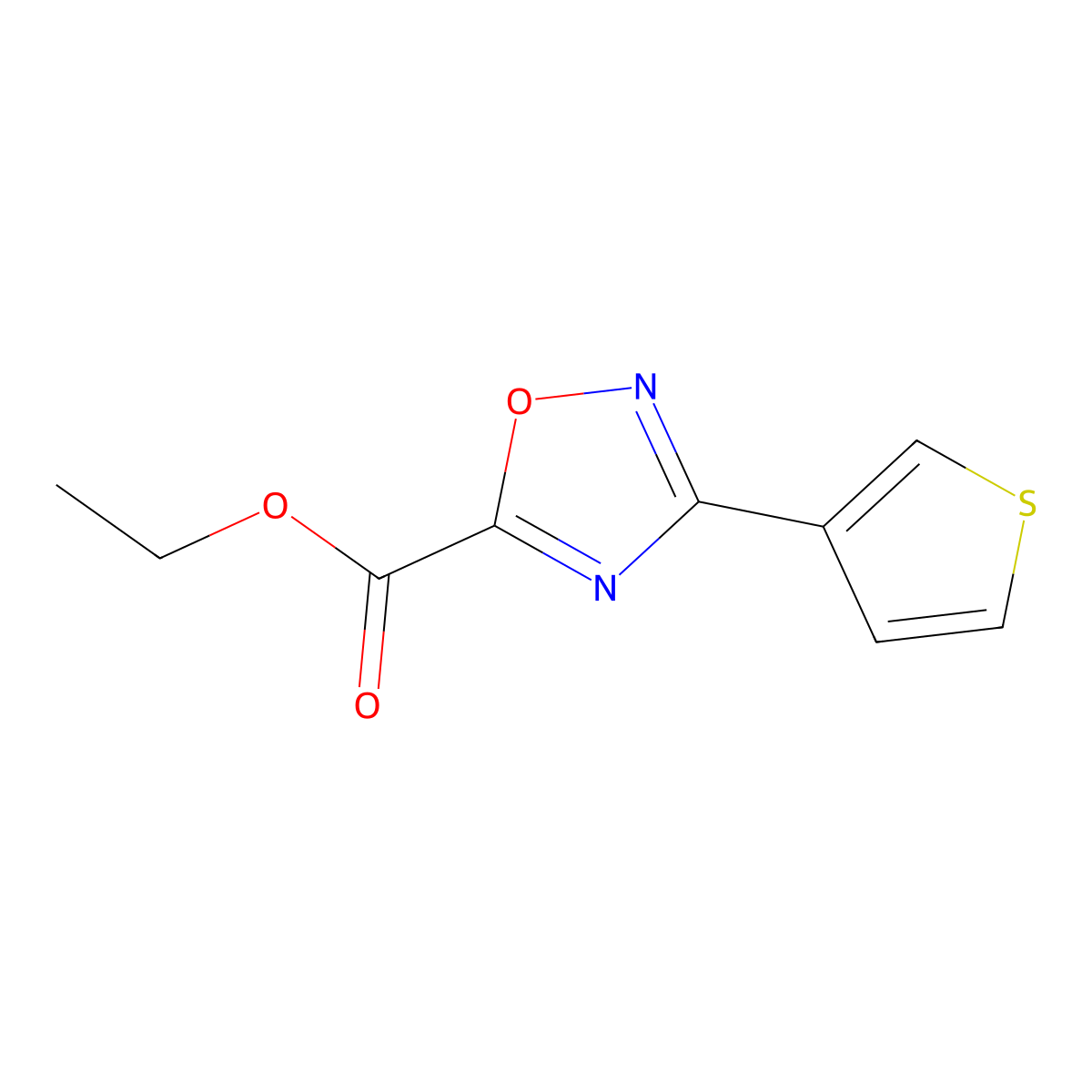 Ethyl 3-(3-Thienyl)-1,2,4-oxadiazole-5-carboxylate molecular structure, CAS 1342710-91-1