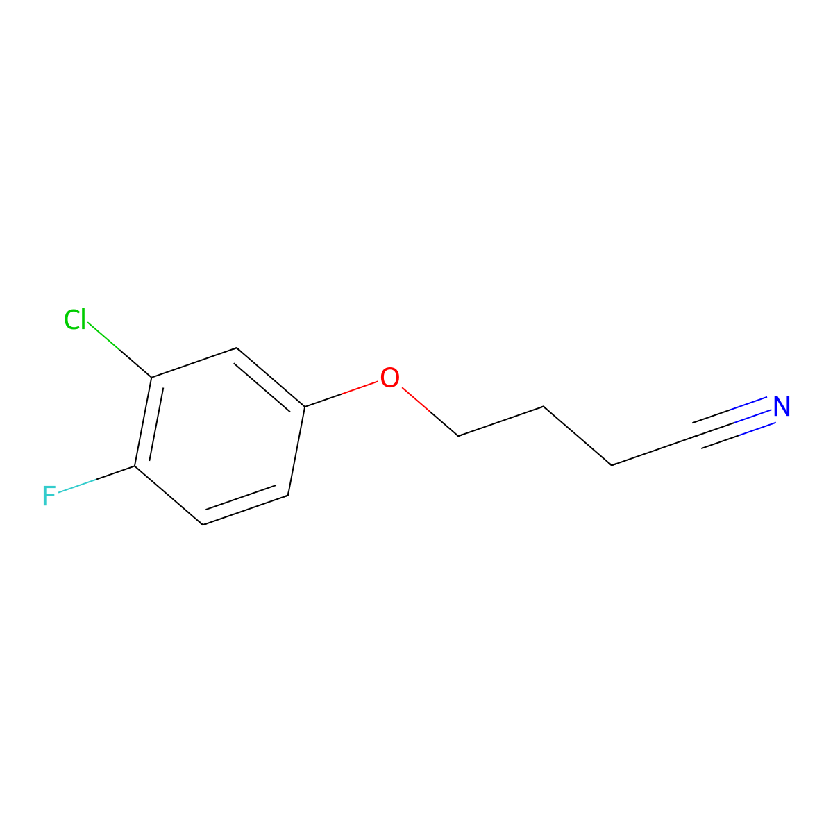 4-(3-Chloro-4-fluoro-phenoxy)butanenitrile molecular structure, CAS 1342711-20-9