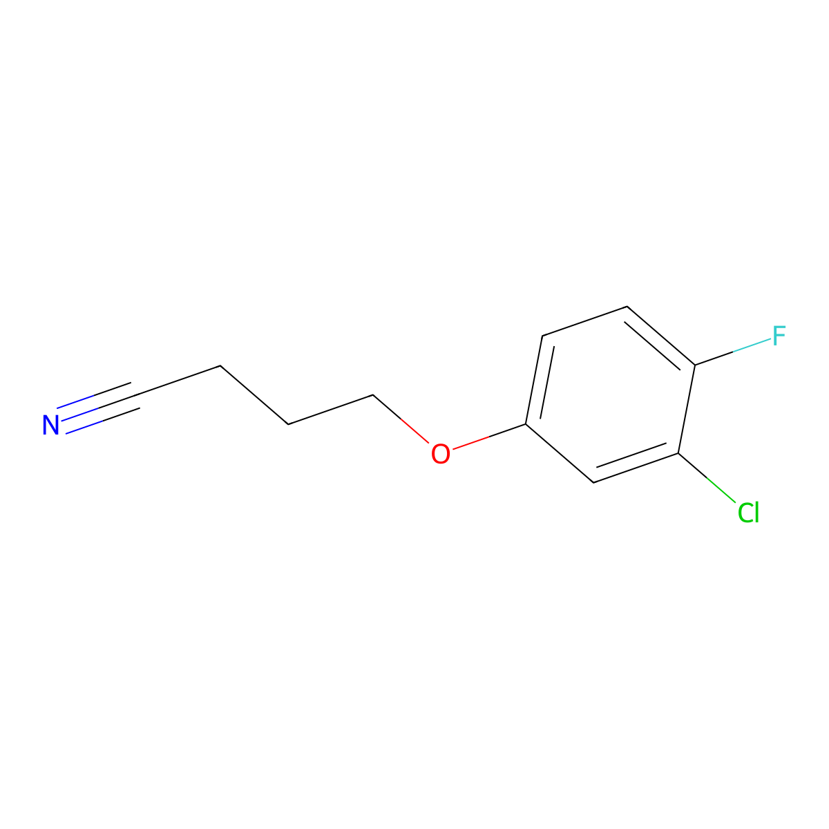 4-(3-Chloro-4-fluoro-phenoxy)butanenitrile molecular structure, CAS 1342711-20-9