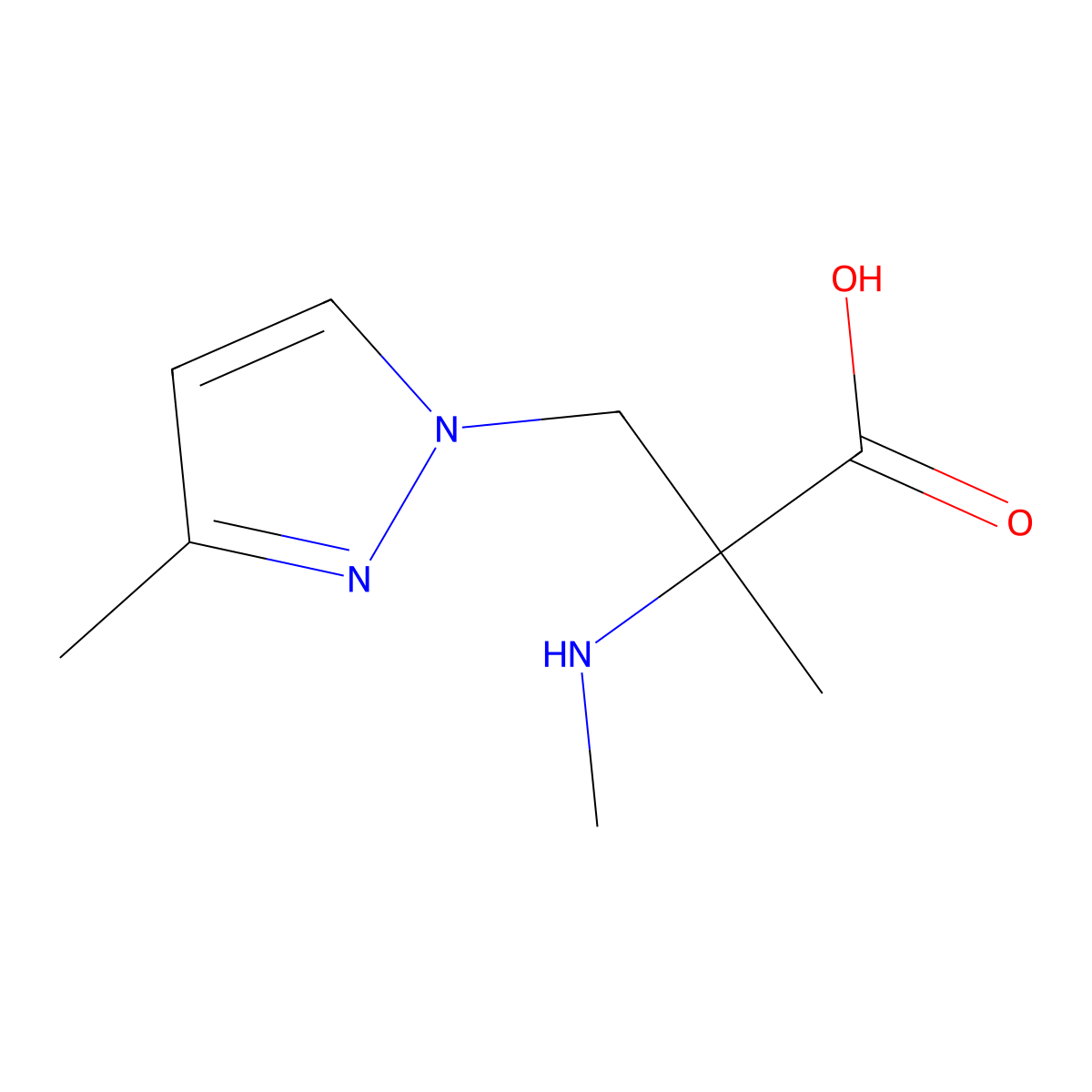 2-Methyl-3-(3-methyl-1h-pyrazol-1-yl)-2-(methylamino)propanoic acid molecular structure, CAS 1342718-61-9