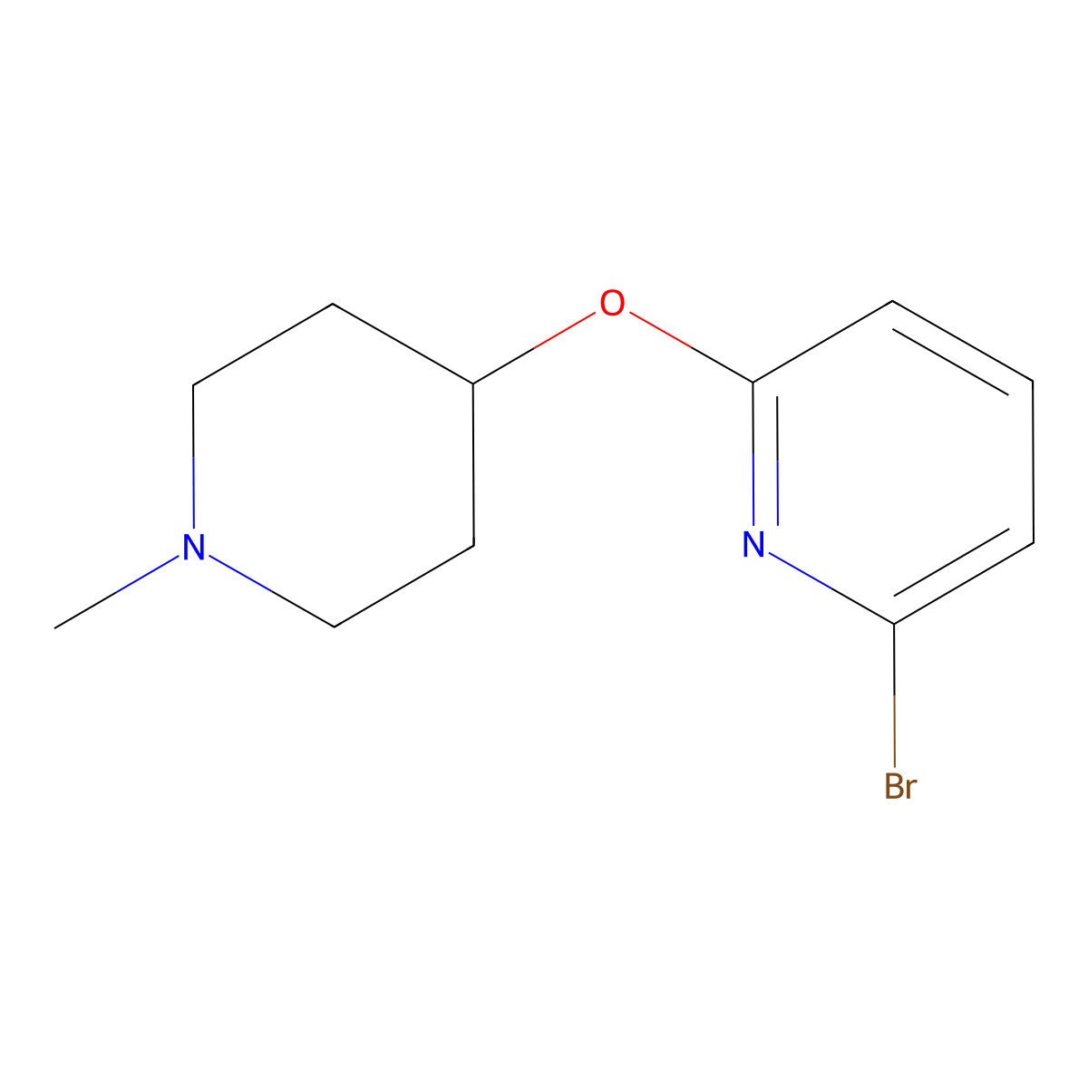 Pyridine, 2-bromo-6-[(1-methyl-4-piperidinyl)oxy]- molecular structure, CAS 1342719-31-6
