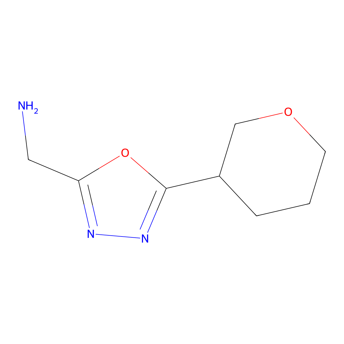 [5-(Oxan-3-yl)-1,3,4-oxadiazol-2-yl]methanamine molecular structure, CAS 1342719-99-6