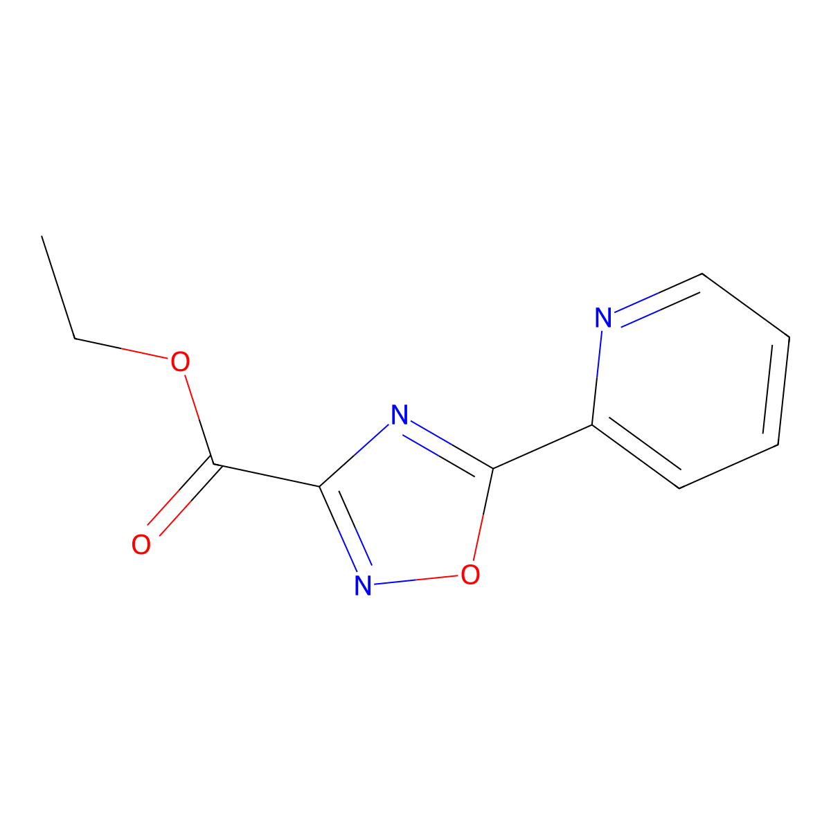 Ethyl 5-(pyridin-2-yl)-1,2,4-oxadiazole-3-carboxylate molecular structure, CAS 1342721-98-5