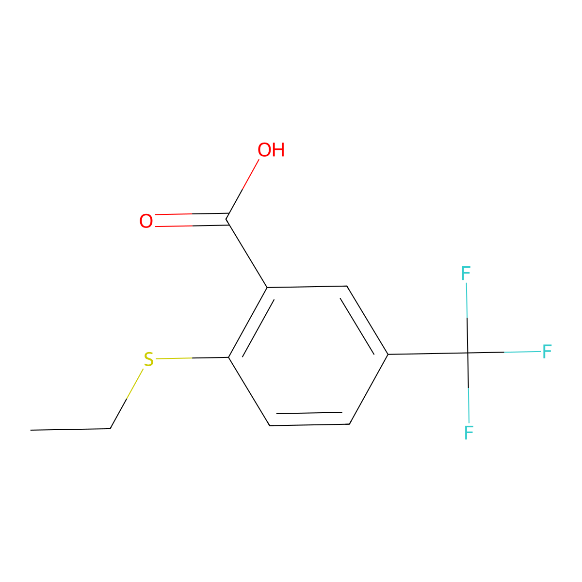 2-(Ethylthio)-5-(trifluoromethyl)benzoic acid molecular structure, CAS 1342722-00-2