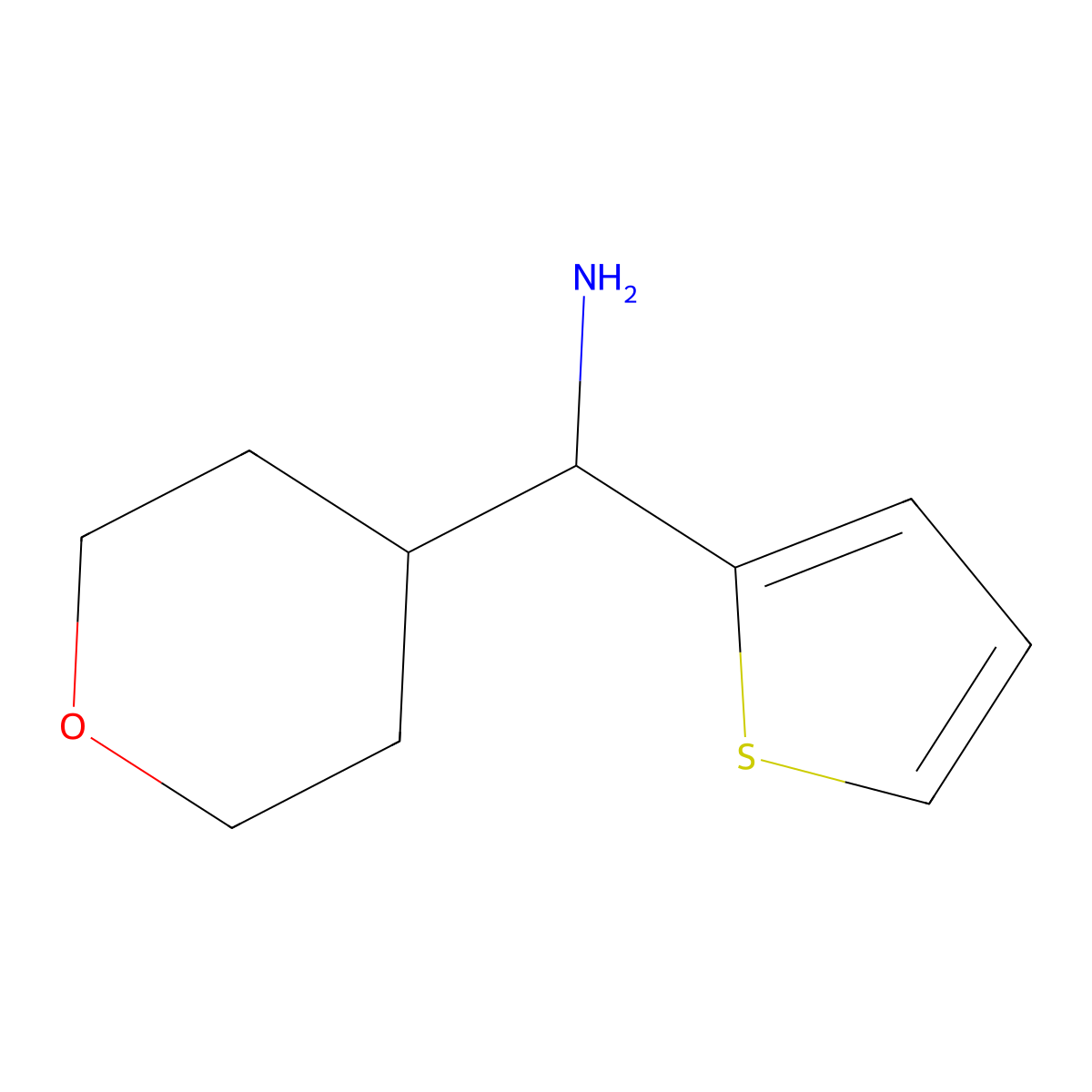 (Tetrahydro-2H-pyran-4-yl)(thiophen-2-yl)methanamine molecular structure, CAS 1342722-89-7