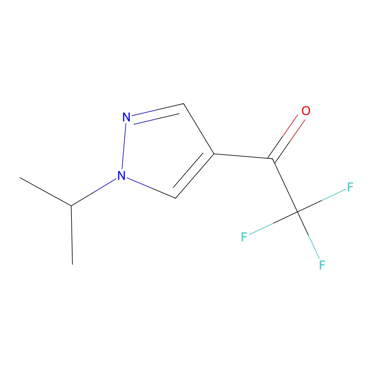 2,2,2-trifluoro-1-(1-(propan-2-yl)-1H-pyrazol-4-yl)ethan-1-one molecular structure, CAS 1342725-36-3