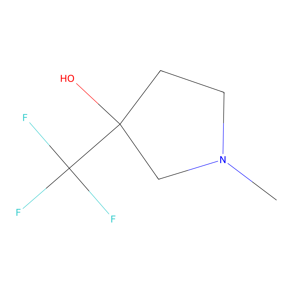 1-Methyl-3-(trifluoromethyl)pyrrolidin-3-ol molecular structure, CAS 1342729-25-2