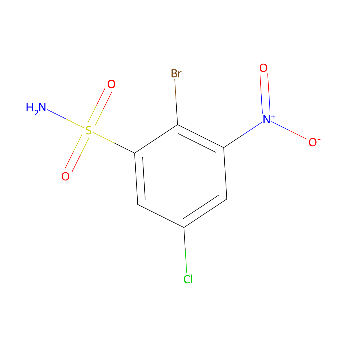 2-Bromo-5-chloro-3-nitrobenzene-1-sulfonamide molecular structure, CAS 1342729-47-8
