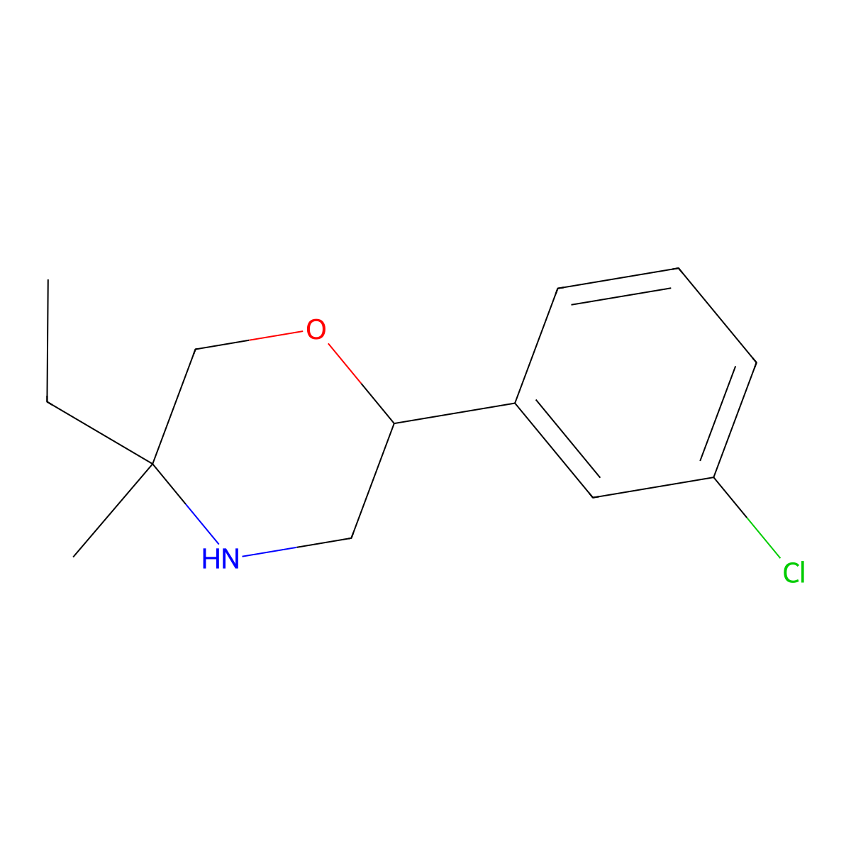 2-(3-Chlorophenyl)-5-ethyl-5-methylmorpholine molecular structure, CAS 1342729-78-5