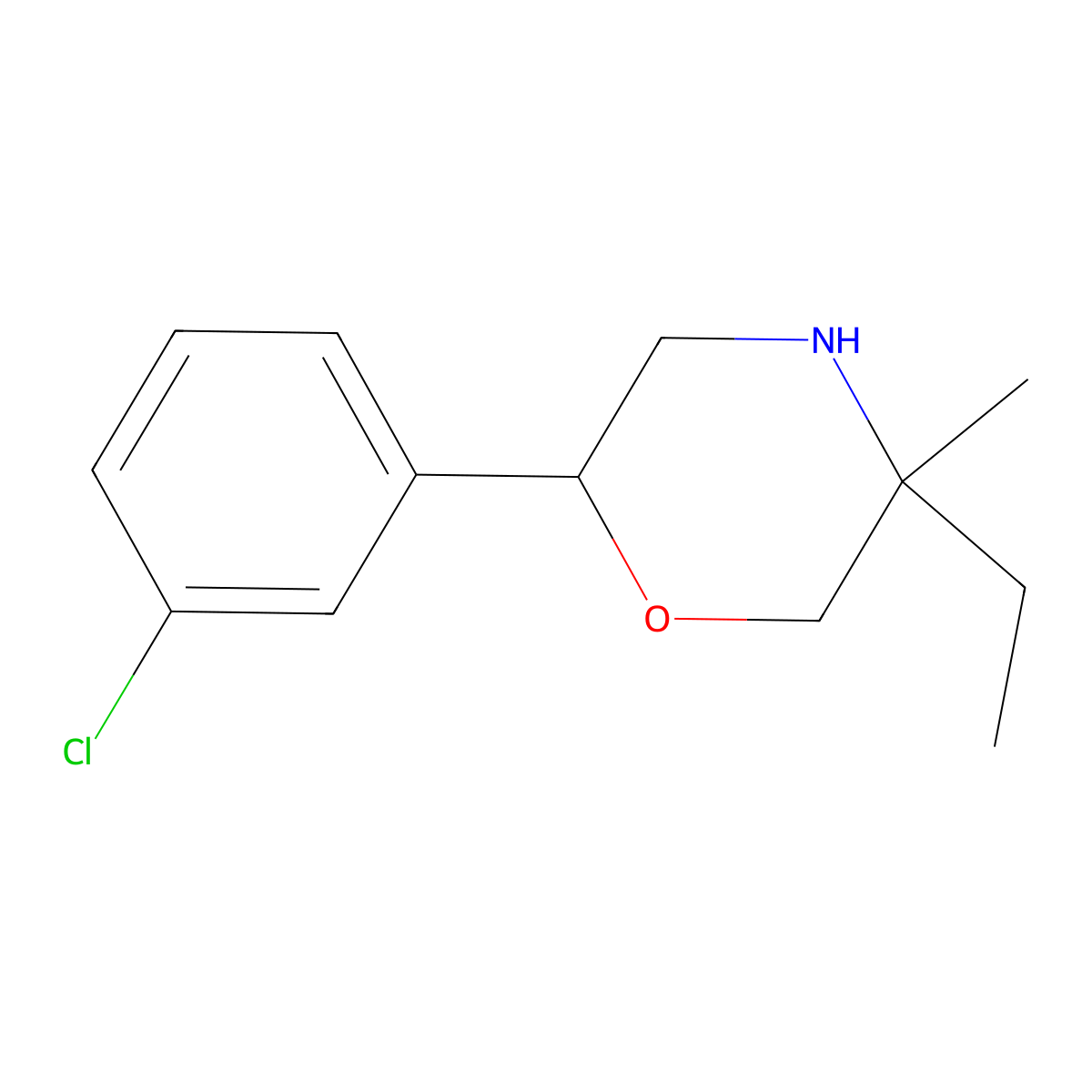 2-(3-Chlorophenyl)-5-ethyl-5-methylmorpholine molecular structure, CAS 1342729-78-5