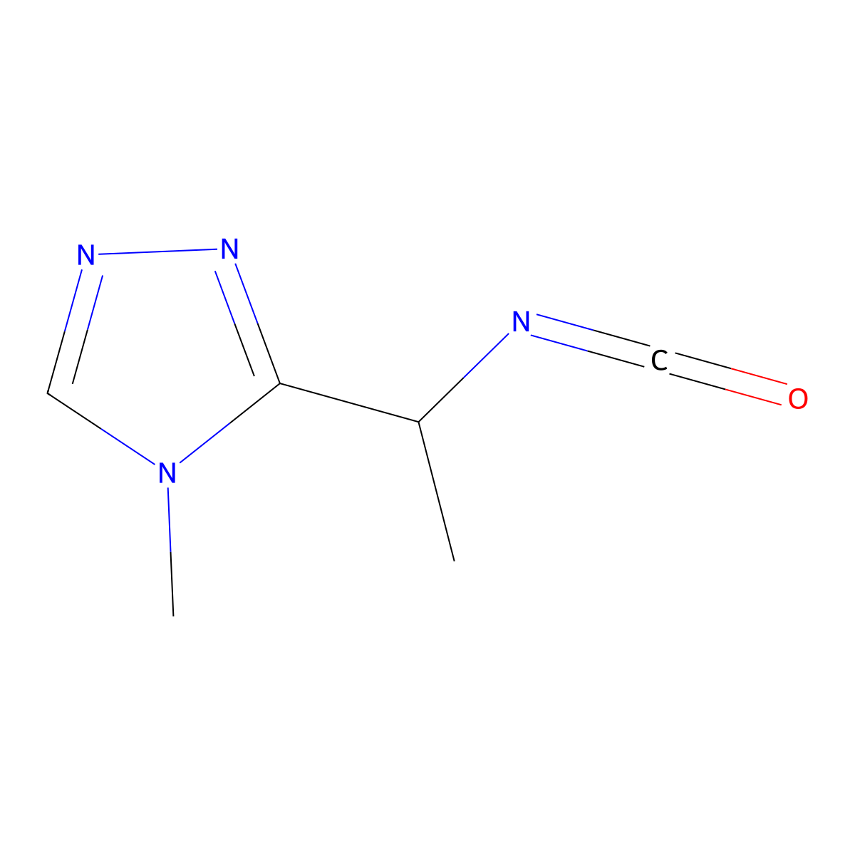 3-(1-isocyanatoethyl)-4-methyl-4H-1,2,4-triazole molecular structure, CAS 1342729-83-2
