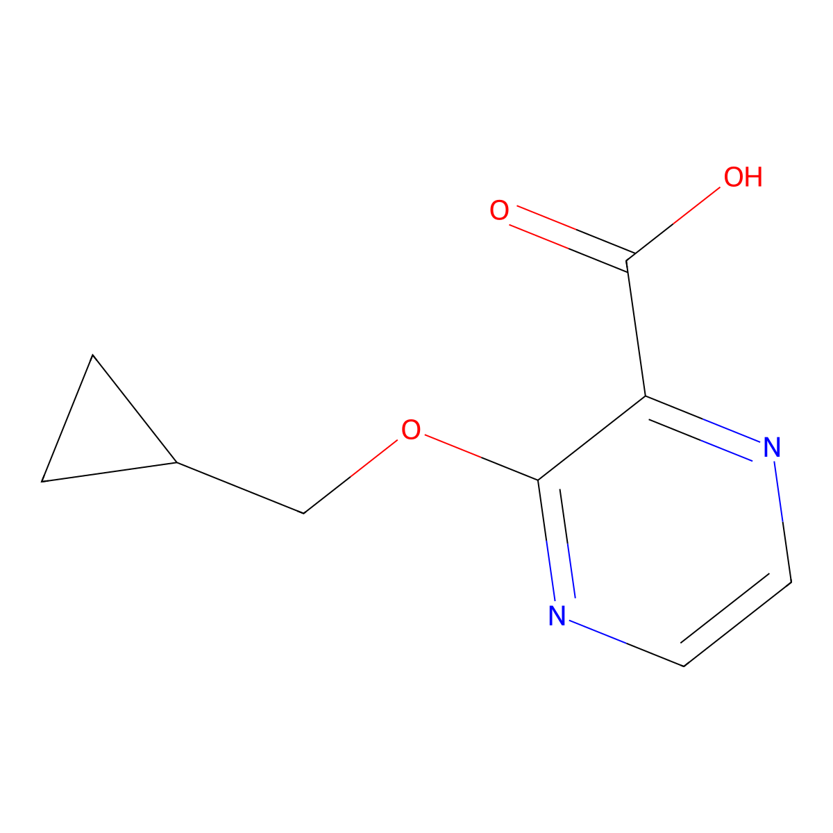 3-(Cyclopropylmethoxy)pyrazine-2-carboxylic acid molecular structure, CAS 1342731-65-0