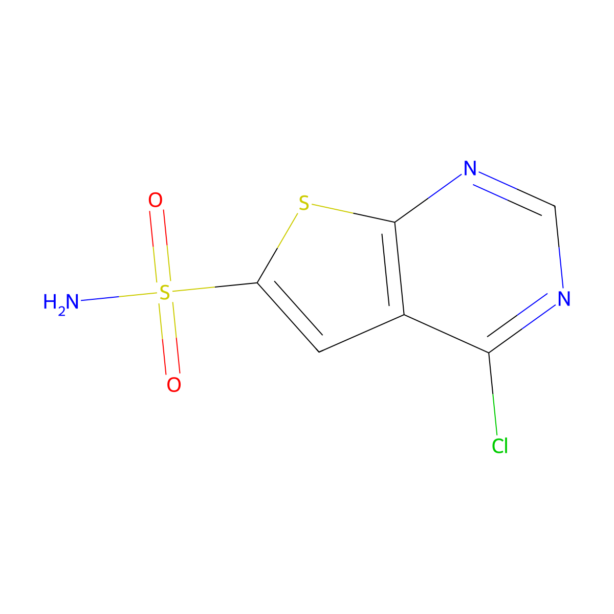 4-Chlorothieno[2,3-d]pyrimidine-6-sulfonamide molecular structure, CAS 1342732-53-9
