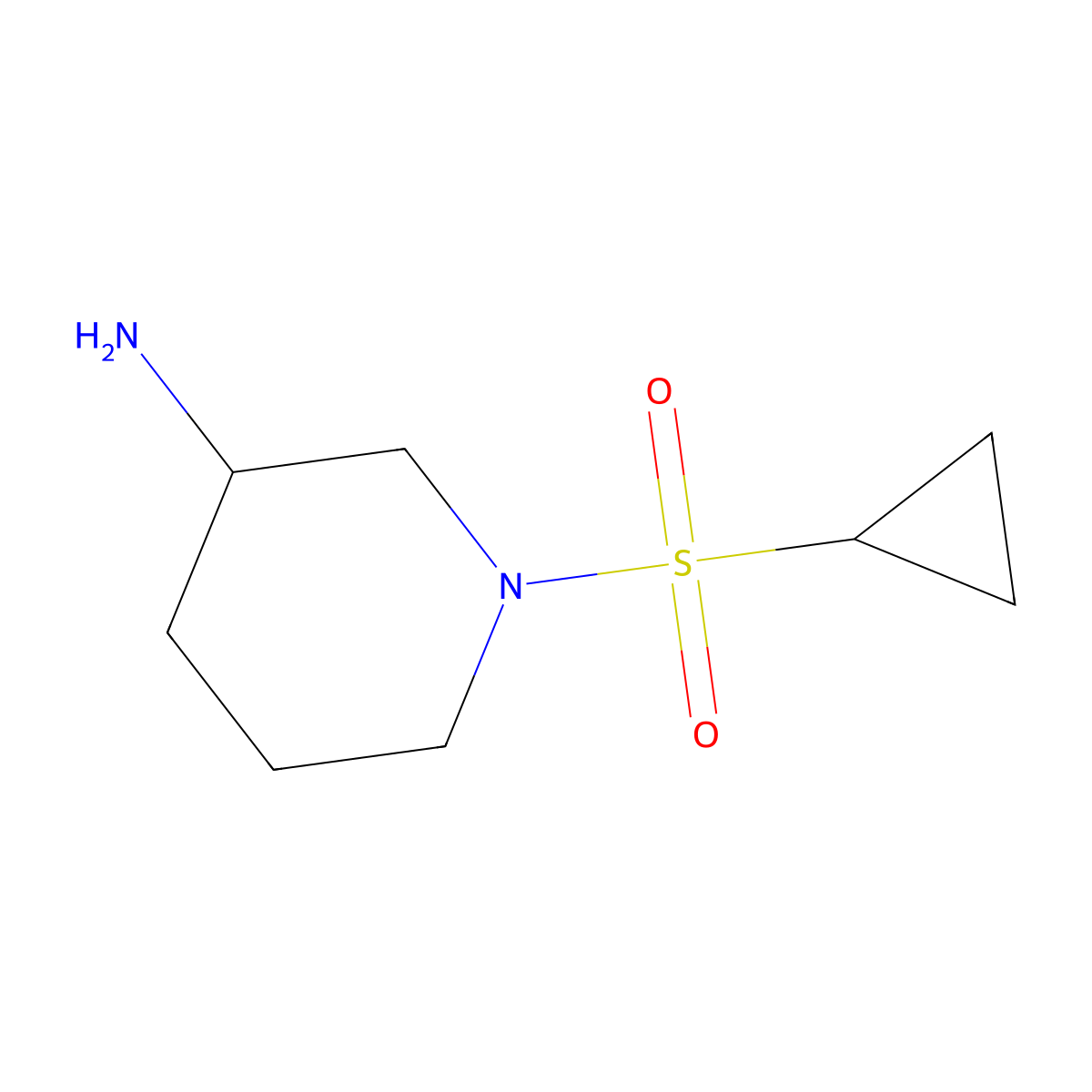 1-(Cyclopropanesulfonyl)piperidin-3-amine molecular structure, CAS 1342733-83-8