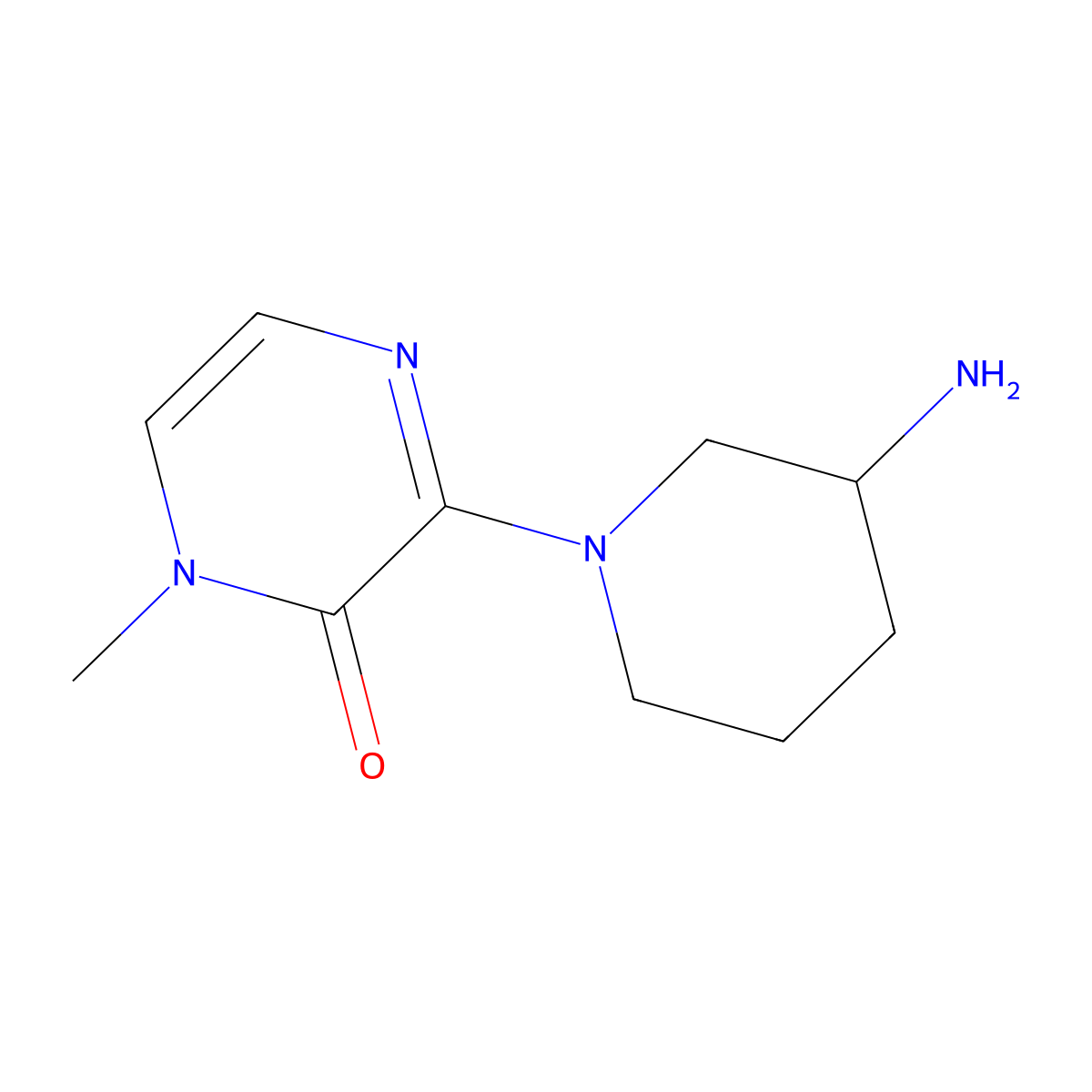3-(3-Aminopiperidin-1-yl)-1-methyl-1,2-dihydropyrazin-2-one molecular structure, CAS 1342735-58-3