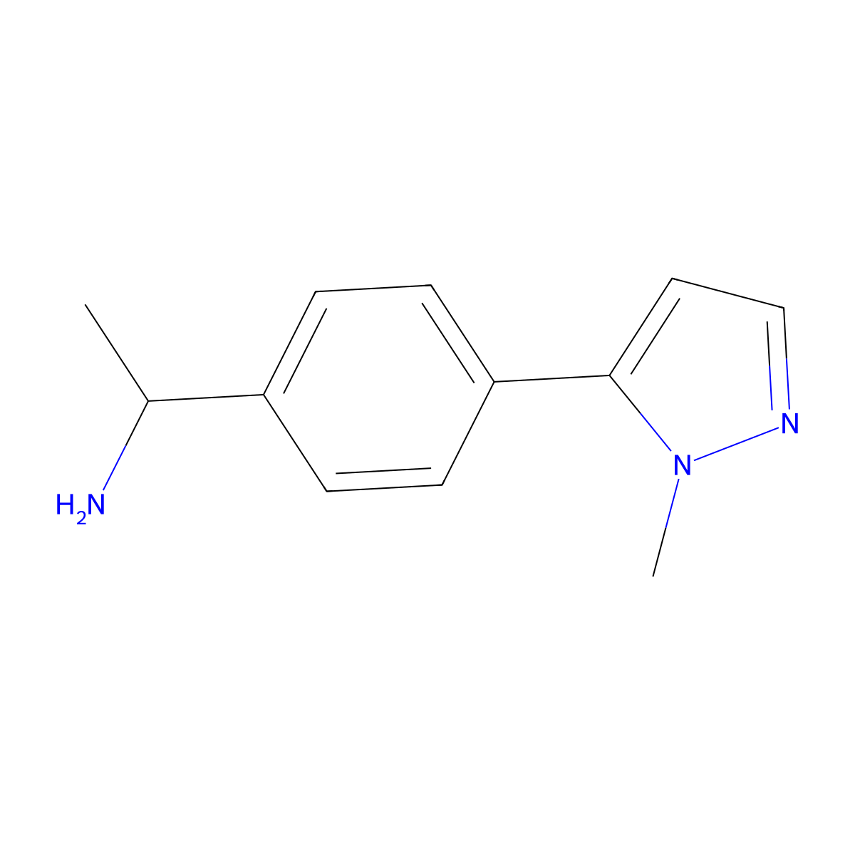 1-(4-(1-Methyl-1H-pyrazol-5-yl)phenyl)ethanamine molecular structure, CAS 1342737-45-4