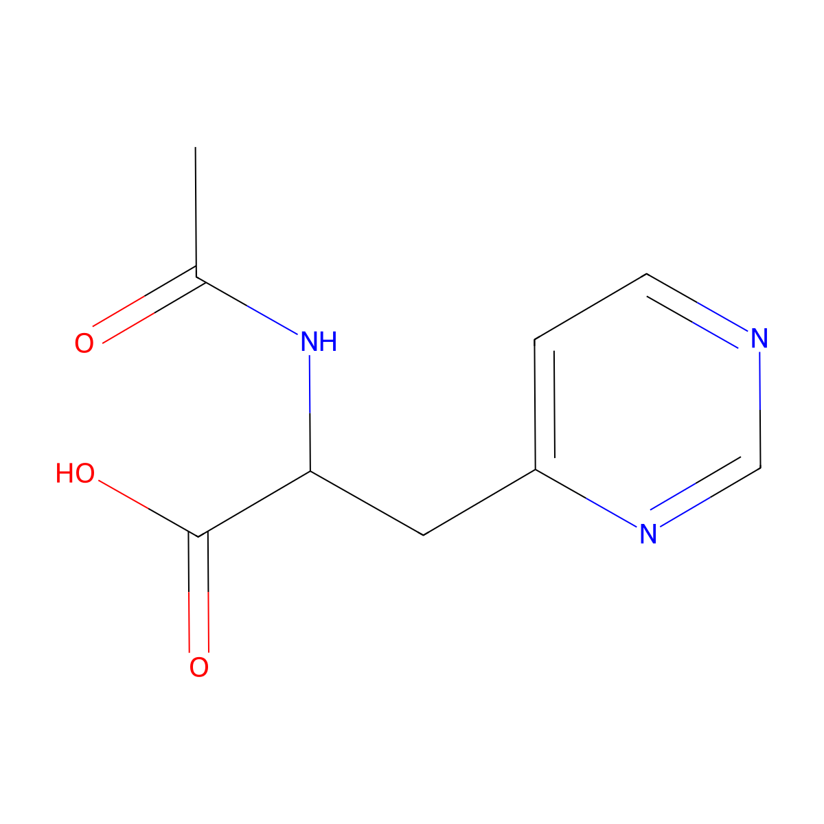 2-Acetamido-3-(pyrimidin-4-yl)propanoic acid molecular structure, CAS 1342737-61-4