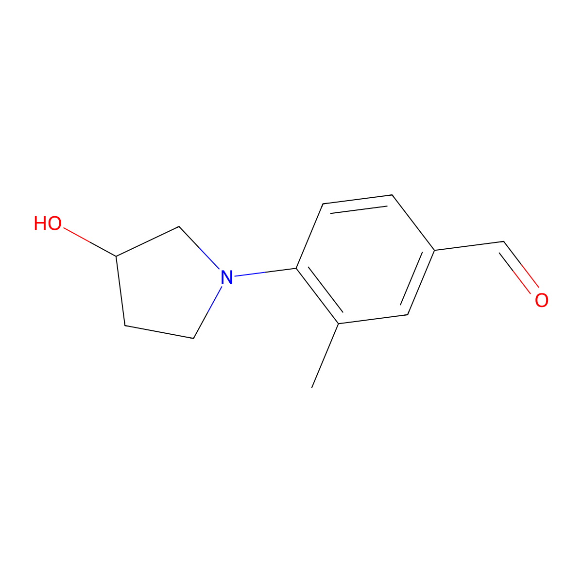 4-(3-Hydroxypyrrolidin-1-yl)-3-methylbenzaldehyde molecular structure, CAS 1342738-77-5
