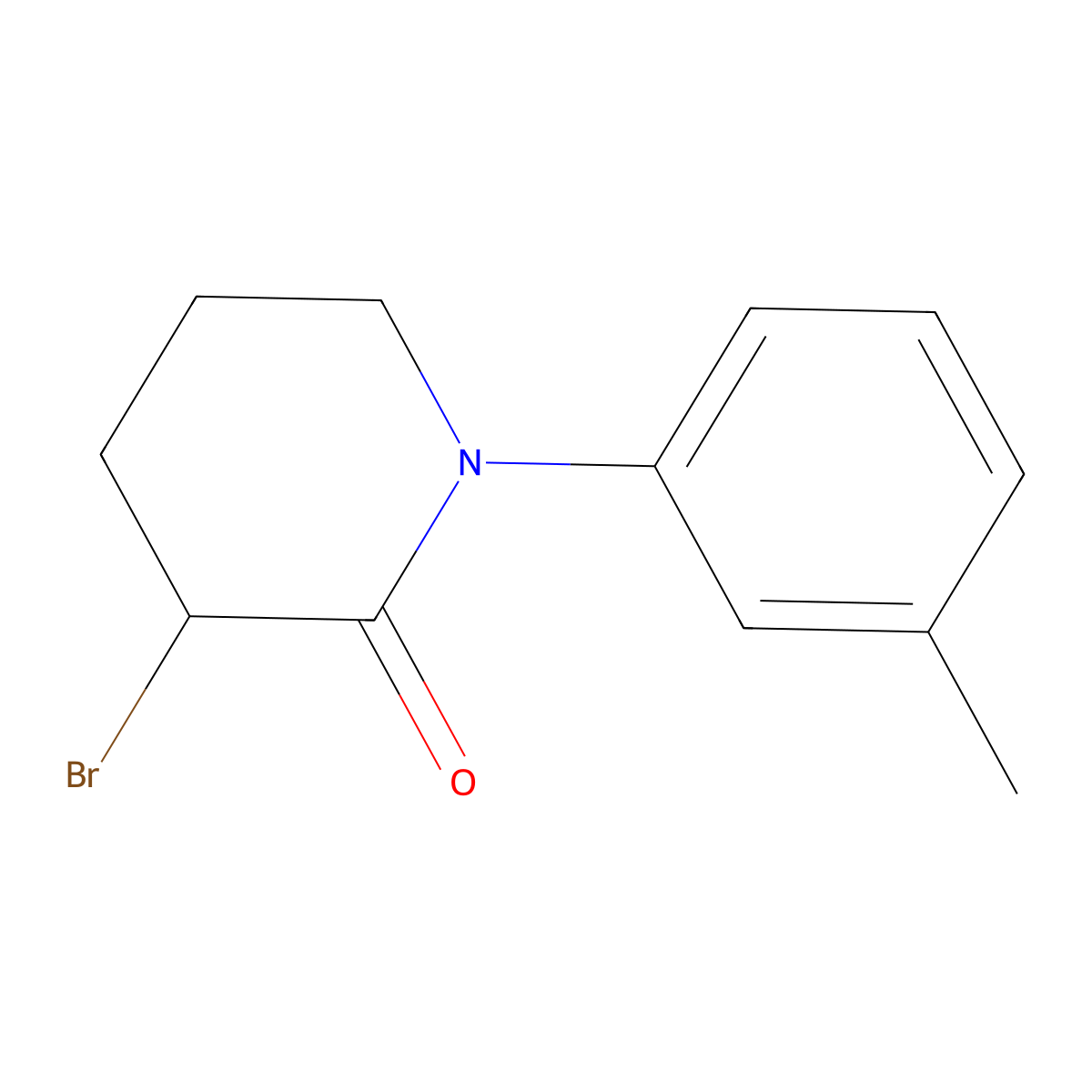 3-Bromo-1-(3-methylphenyl)piperidin-2-one molecular structure, CAS 1342739-36-9