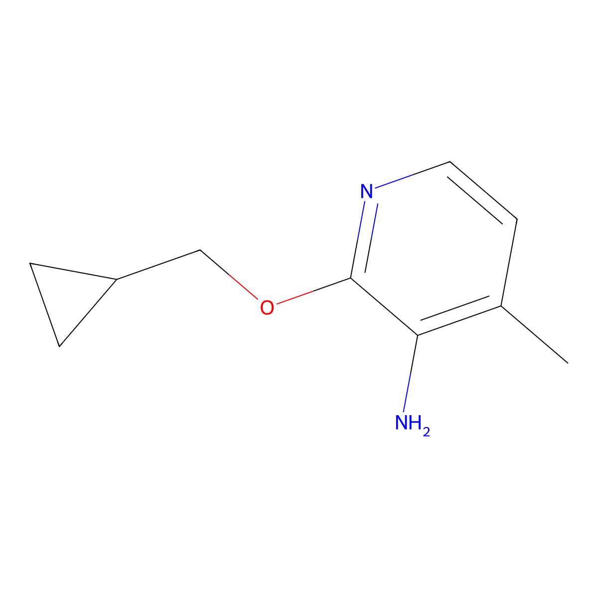 2-(Cyclopropylmethoxy)-4-methylpyridin-3-amine molecular structure, CAS 1342739-77-8