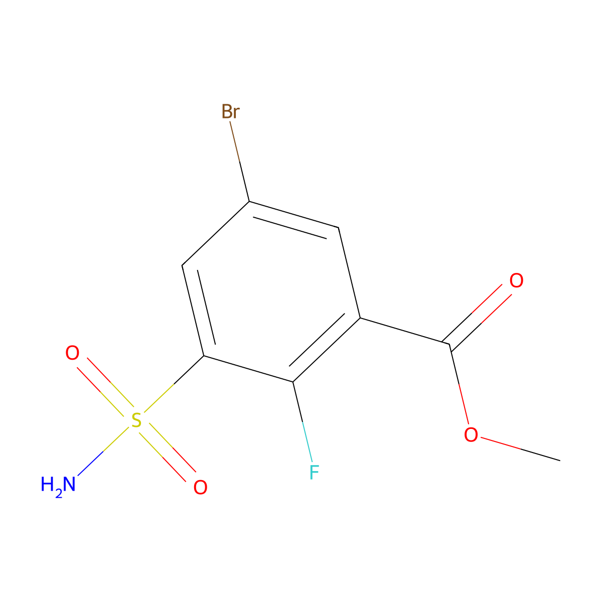 Methyl 5-bromo-2-fluoro-3-sulfamoylbenzoate molecular structure, CAS 1342740-16-2